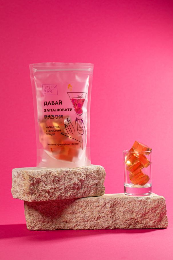 Алкогольні желейні цукерки Jelly Bar Малинівка з червоним перцем