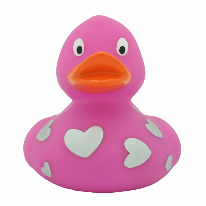 Качка FunnyDucks Розовая в белых сердечках